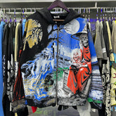 Valley Dreams Horror Graveyard Witch Full‑Print Zip‑Up Hoodie, Black Vintage Tour‑Style Oversized Streetwear Unisex Jacket