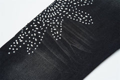 VALLEY White Dots Print Distressed Washed‑Black Straight‑Leg Jeans, Y2K Streetwear Unisex Denim Pants