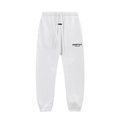 Fog Essentials Small‑Logo White Elastic‑Waist Cuffed‑Ankle Loose‑Fit Jogger Pants