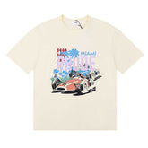 Rhude Grand Prix Miami Racing Car Graphic Cream Short Sleeve T‑Shirt
