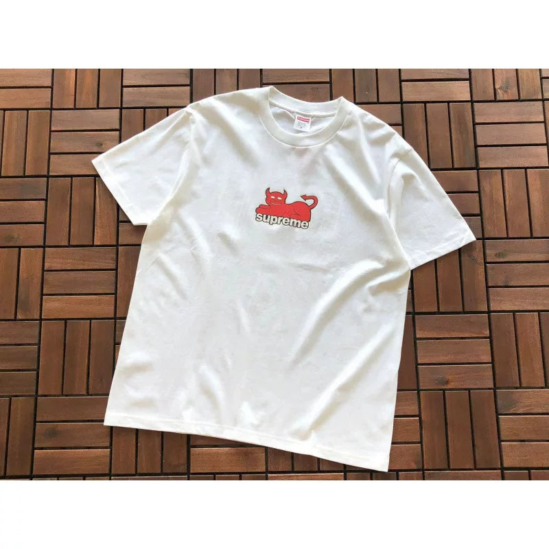 Supreme White Mini Red Graphic Logo Short‑Sleeve T‑Shirt Minimal Street‑Wear Tee