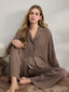 Brown Knit Long Sleeve Button-Down Pajama Set
