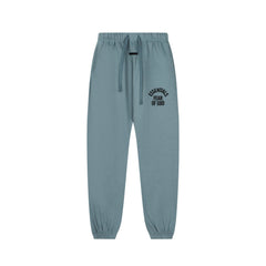 Fog Essentials Slate‑Blue Hip‑Hop Jogger Sweatpants Side Logo Print Elastic Waist Street Pants