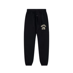 Fog Essentials Black Jogger Pants Contrast Cream‑Color Thigh Logo Elastic‑Waist Street Sweatpants