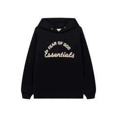 Fog Essentials Contrast Cream Logo Black Oversized Pullover Hoodie