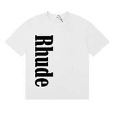 Rhude Vertical Bold Letter Logo Graphic Short Sleeve T-Shirt