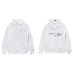 Fog Essentials White Fleece‑Lined Oversized Pullover Hoodie Chest Logo Print