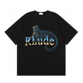 Rhude Vintage Panther Gradient Logo Graphic Short Sleeve T-Shirt
