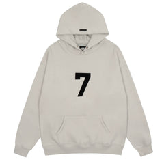 Fog Essentials Off‑White Large Black Number 7 Graphic Oversized Pullover Hoodie