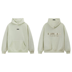 Fog Essentials Light Sage Green Fleece‑Lined Oversized Pullover Hoodie Chest Logo Print