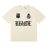 rhude复古标语徽标logo印花小众潮牌圆领宽松短袖T恤男女情侣装 (3)