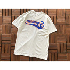 Supreme White Blue‑Red Back Script Graphic T‑Shirt Casual Hip‑Hop Short‑Sleeve Top