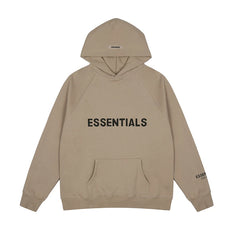 Fog Essentials Tan Brown Oversized Pullover Hoodie Chest Logo Print