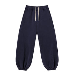 Kanye Navy Blue Oversized Balloon‑Leg Sweatpants Drawstring Elastic Cuff Joggers