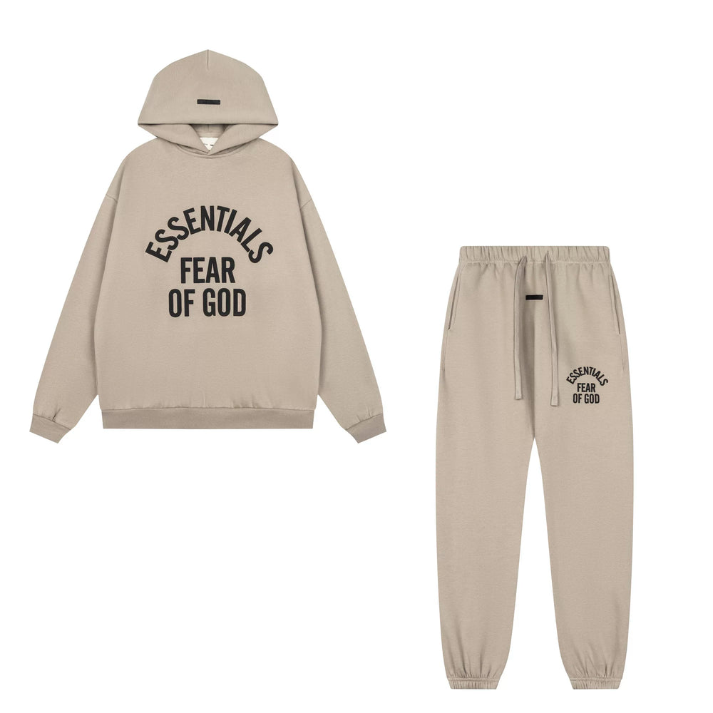 Fog Essentials Oversized Arch‑Print Hoodie & Elastic Cuff Joggers 2‑Piece Tracksuit