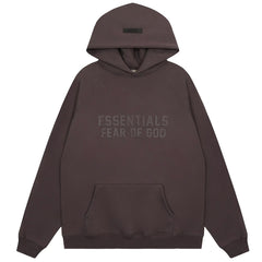 Fog Essentials Dark‑Brown Oversized Hoodie Tonal “ESSENTIALS FEAR OF GOD” Chest Print