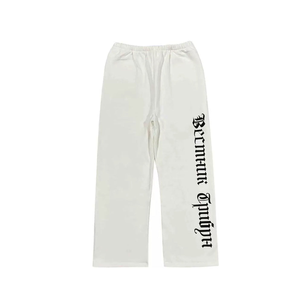 Kanye White Straight‑Leg Lettered Casual Sweat Pants