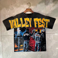 Valleydream Black Valley Fest Street Scene Retro Graphic T-Shirt