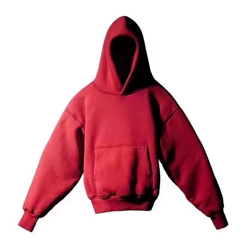 Kanyeyeezy Solid Red Oversized Cropped Hoodie