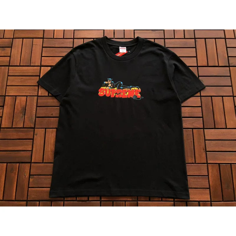 Supreme Black Vibrant Color Logo Short‑Sleeve T‑Shirt Casual Street Top