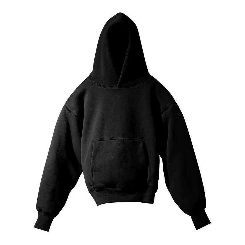 Kanyeyeezy Solid Black Oversized Cropped Hoodie