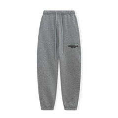 Fog Essentials Black Mini‑Logo Heather‑Grey Baggy Elastic‑Cuff Street‑wear Jogger Pants