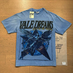 VALEFOREVER Blue Washed Vale Dreams Angel Star Vintage Graphic T-Shirt