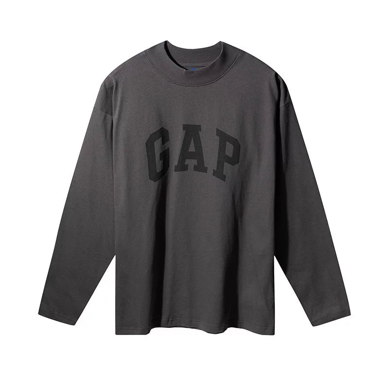Kanyeyeezy G‑A‑P Print Oversized Mock Neck Long Sleeve