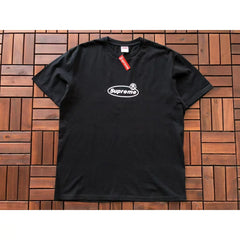 Supreme Black Oval Logo Printed Short‑Sleeve T‑Shirt Hip‑Hop Street‑Wear Tee