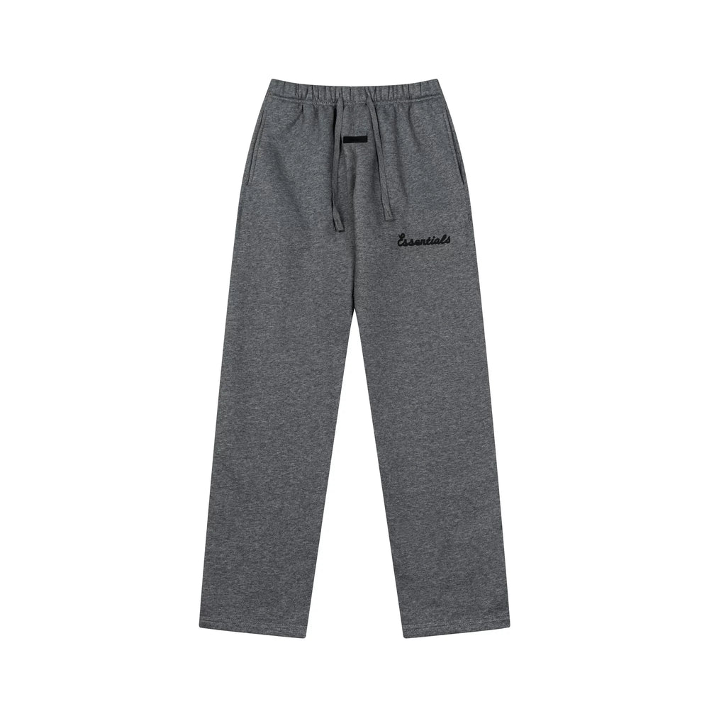 Fog Essentials Dark Heather Grey Relaxed Straight‑Leg Casual Street Sweatpants