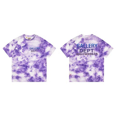 Gallery Dept. Marble Tie-Dye Hollywood Logo Short Sleeve T-Shirt - Purple