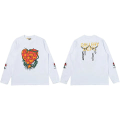 Gallery Dept. Puzzle Heart & Rose Graphic Long Sleeve T-Shirt - White