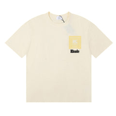 Rhude Geometric Square Layered Logo Graphic Cream Short Sleeve T‑Shirt