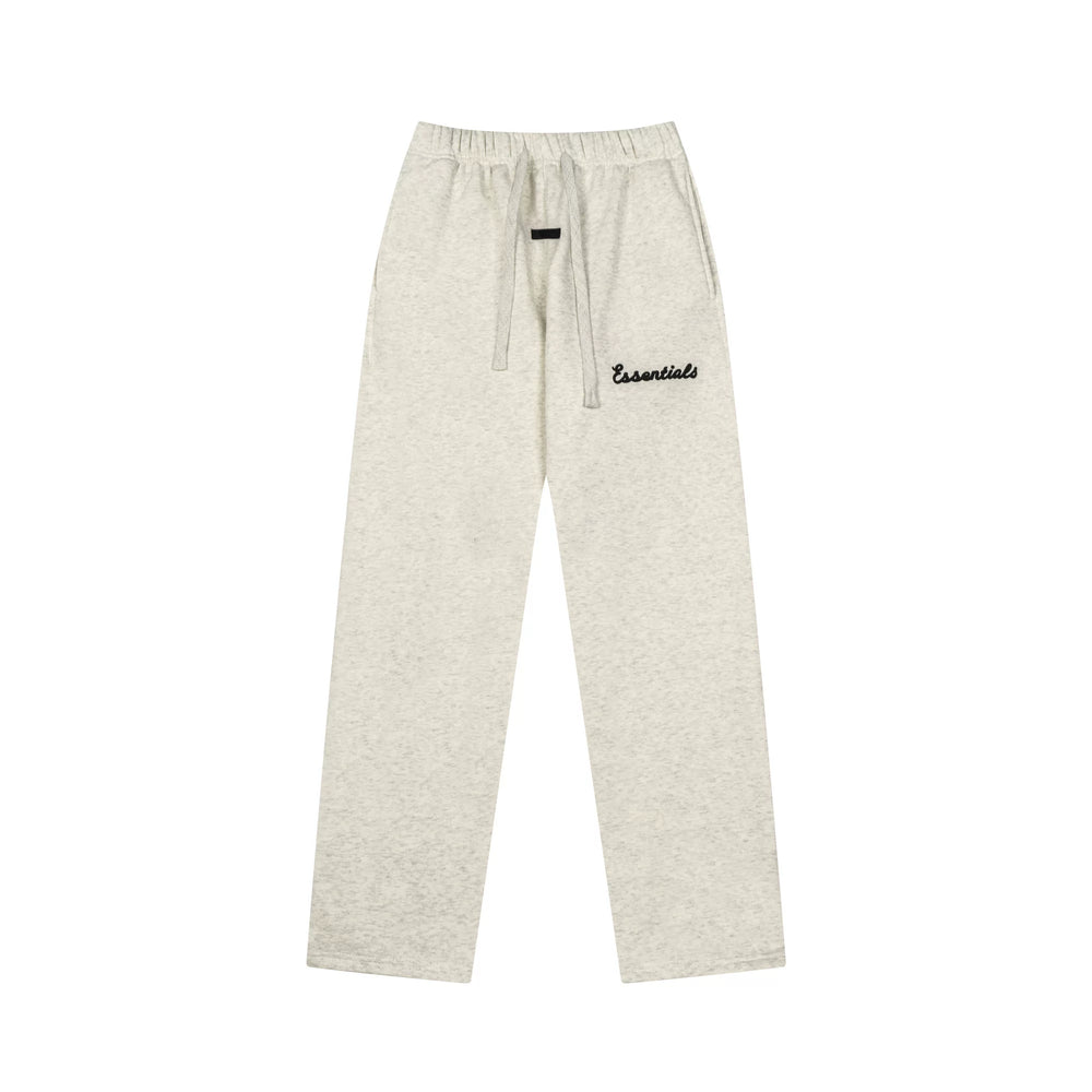 Fog Essentials Oatmeal Heather Straight‑Leg Embroidered Logo Casual Sweatpants