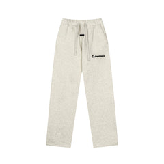 Fog Essentials Oatmeal Heather Straight‑Leg Embroidered Logo Casual Sweatpants