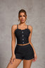 Russian European American Cross border Pajamas Women's Straps Button Ruffle Short Top Shorts Fashion Sexy Home Clothes (4)