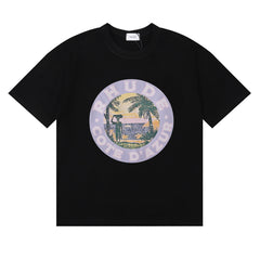 Rhude Cote D'Azur Tropical Palm Circle Graphic Short Sleeve T-Shirt