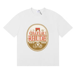 Rhude Chateau Rhude Wine Label Graphic White Short Sleeve T‑Shirt