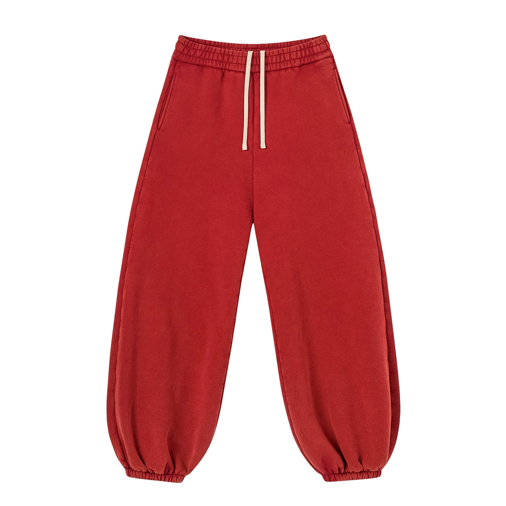 Kanye Red Vintage‑Washed Baggy Jogger Pants Wide Leg Elastic Waist Street Trousers
