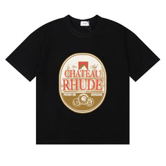 Rhude Chateau Rhude Wine Label Graphic Black Short Sleeve T‑Shirt