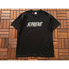 Supreme Black Slanted Letter Logo Short‑Sleeve T‑Shirt Hip‑Hop Graphic Top