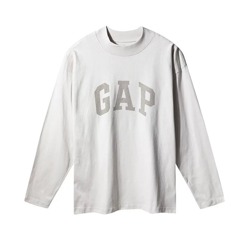 Kanyeyeezy G‑A‑P Print Oversized Mock Neck Long Sleeve