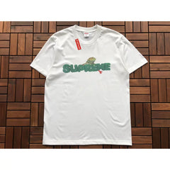 Supreme White Green Iguana Logo Short‑Sleeve T‑Shirt Casual Urban Hip‑Hop Tee