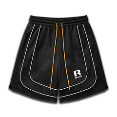 Rhude R‑Logo White Piping Basketball‑Style Drawstring Streetwear Shorts