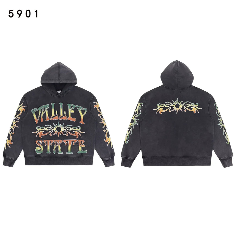 Valleydream Black Valley State Graphic Vintage Hoodie