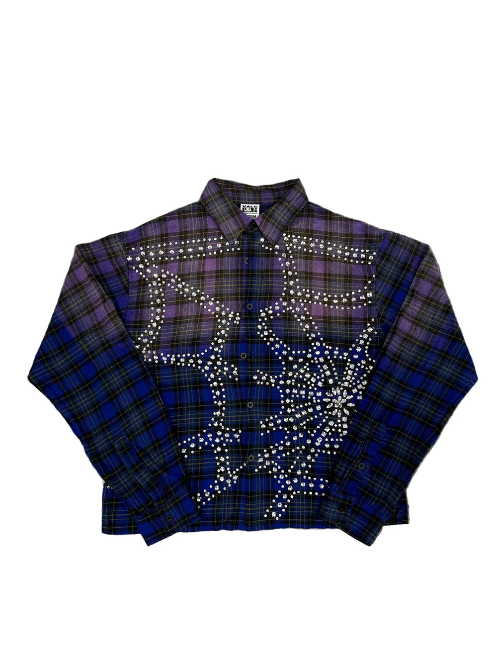 Vale Deep Purple & Navy Gradient Rhinestone Flannel