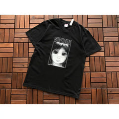 Supreme Black Doll Figure Printed Short‑Sleeve T‑Shirt Hip‑Hop Street‑Wear Top