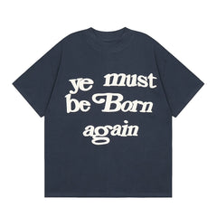 Kanye Ye Must Be Born Again Navy Blue Oversized Graphic T‑Shirt
