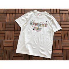 Supreme White Graffiti Logo Short‑Sleeve T‑Shirt Hip‑Hop Street Top