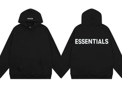 Fog Essentials Black Oversized Hoodie With Bold White ESSENTIALS Chest Logo